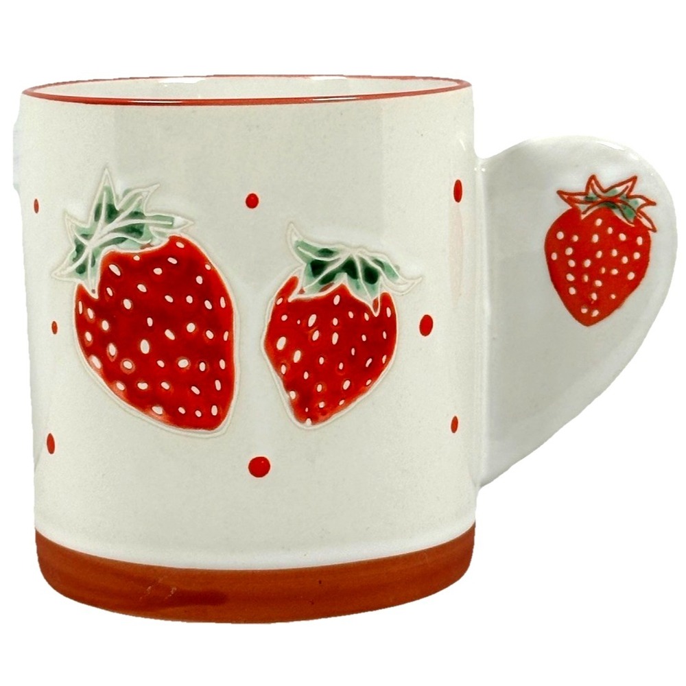 Strawberry Coffee Mug Ceramic Stoneware Cup Spectrum Designz Red White New‎